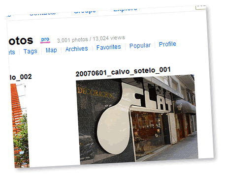 Captura de pantalla de la web de Flickr on es veu que hi ha pujades 3001 fotos