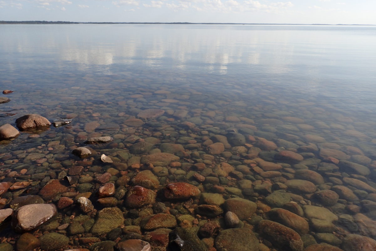 Aigua totalment transparent amb fons de pedres